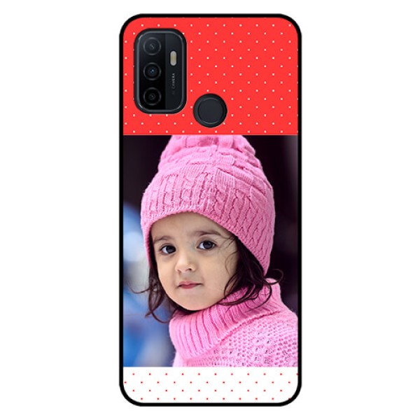 Oppo A53 Photo Printing on Glass Case  - Red Pattern Design