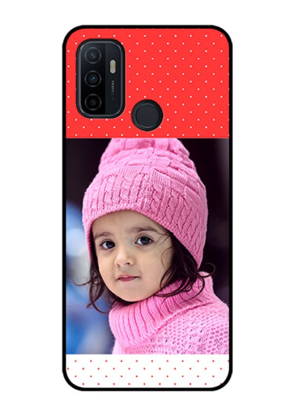 Oppo A53 Photo Printing on Glass Case  - Red Pattern Design