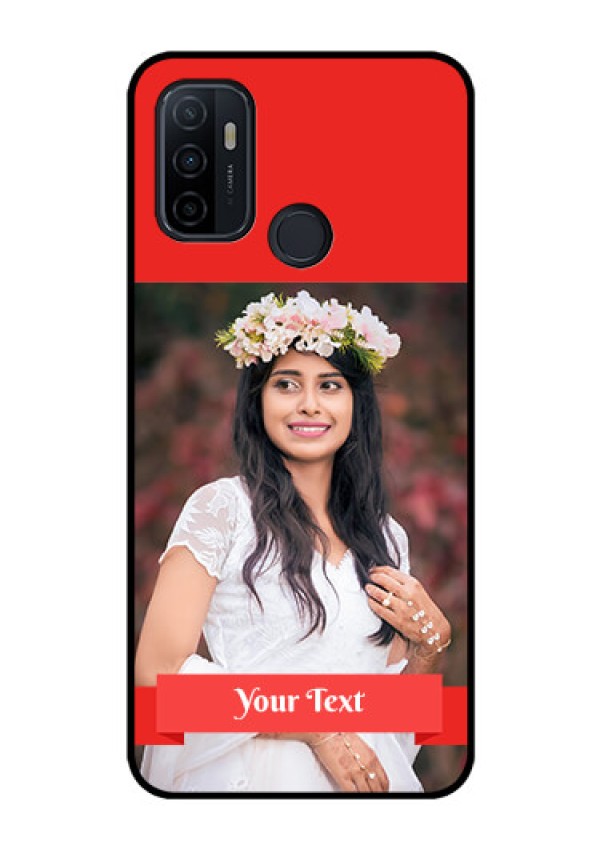 Oppo A53 Custom Glass Phone Case  - Simple Red Color Design