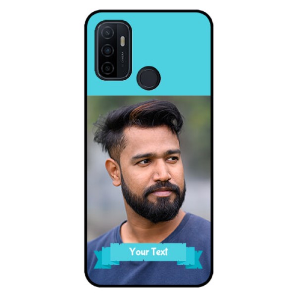 Oppo A53 Personalized Glass Phone Case - Simple Blue Color Design Oppo A53 Personalized Glass Phone Case - Simple Blue Color Design