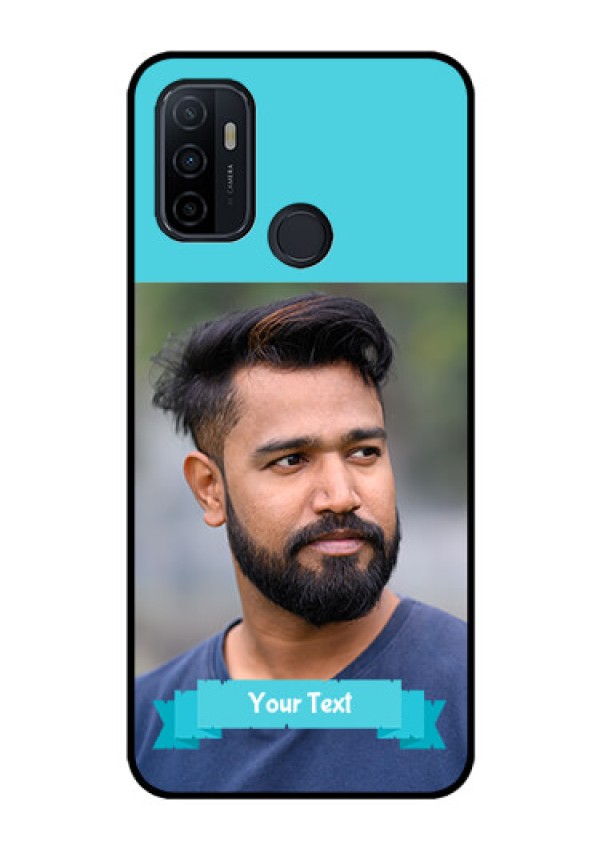 Oppo A53 Personalized Glass Phone Case  - Simple Blue Color Design