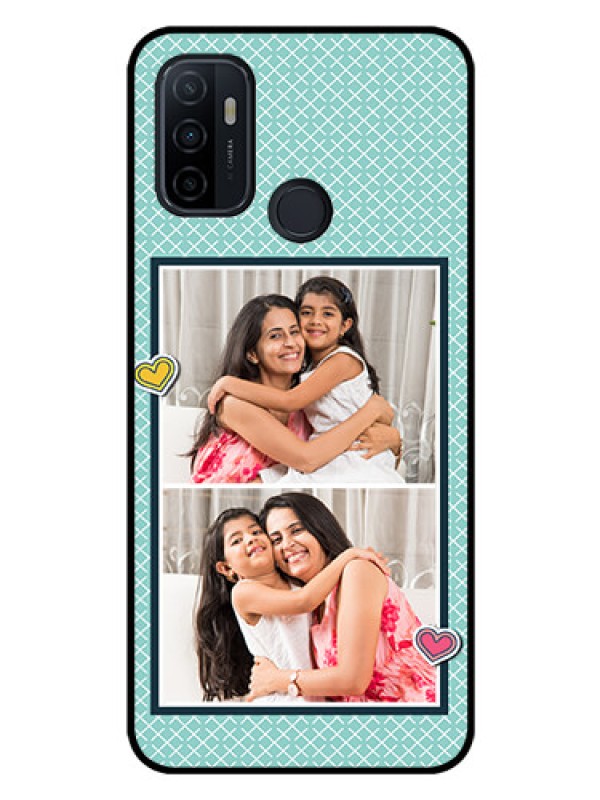 Custom Oppo A53 Custom Glass Phone Case  - 2 Image Holder with Pattern Design