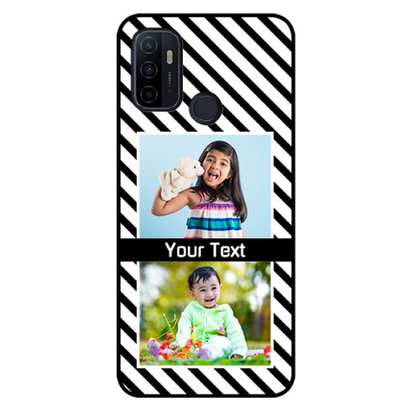 Oppo A53 Photo Printing on Glass Case  - Black And White Stripes Design