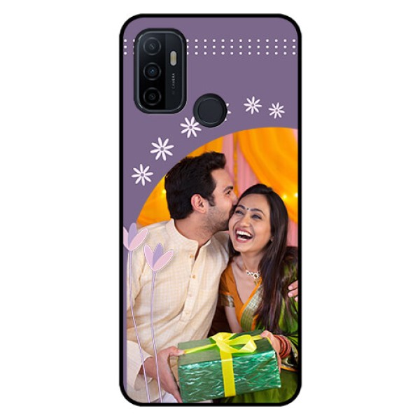 Oppo A53 Custom Glass Mobile Case  - Lavender flowers design 