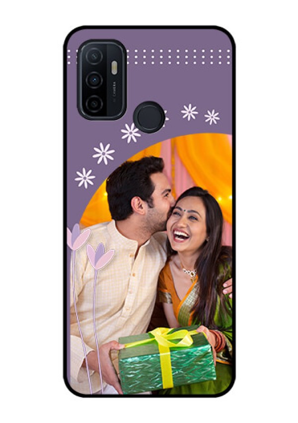 Oppo A53 Custom Glass Mobile Case  - Lavender flowers design 