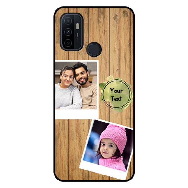 Oppo A53 Custom Glass Phone Case  - Wooden Texture Design