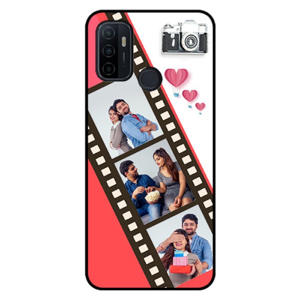 Oppo A53 Personalized Glass Phone Case  - 3 Image Holder with Film Reel