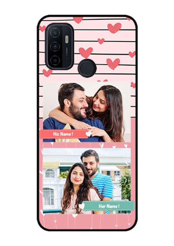 Oppo A53 Custom Glass Mobile Case  - Photo with Heart Design