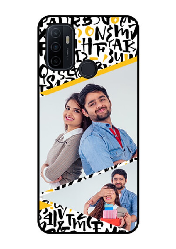 Oppo A53 Custom Glass Mobile Case  - Letters Pattern Design