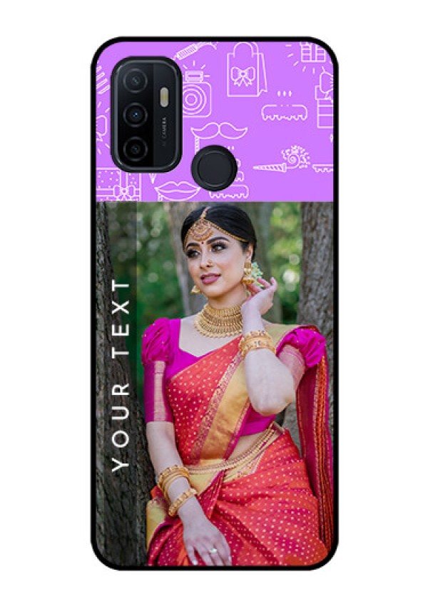 Oppo A53 Custom Glass Mobile Case  - Birthday Icons Design