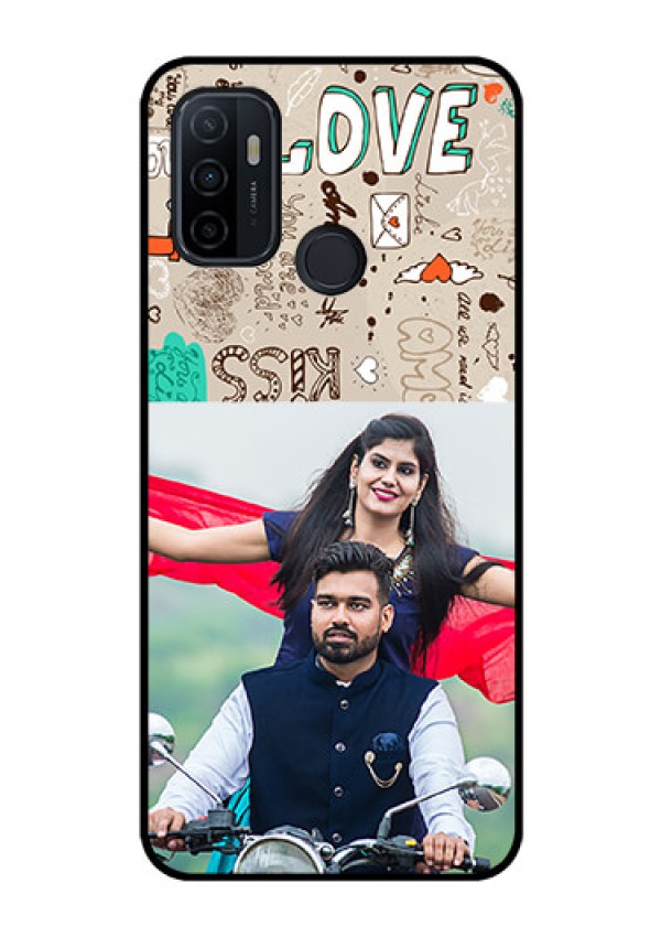 Oppo A53 Custom Glass Phone Case  - Love Doodle Pattern 