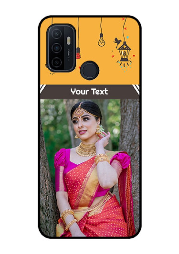 Oppo A53 Custom Glass Mobile Case  - with Family Picture and Icons 