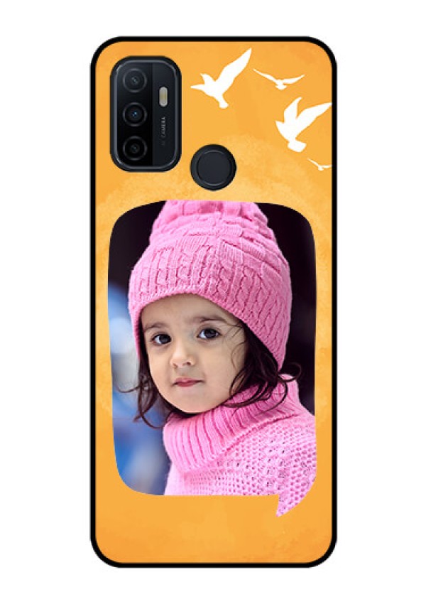 Oppo A53 Personalized Glass Phone Case  - Water Color Design with Bird Icons