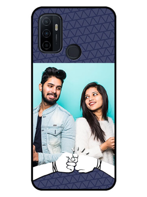 Custom Oppo A53 Photo Printing on Glass Case  - with Best Friends Design  