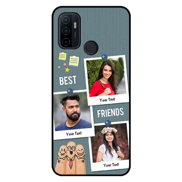 Oppo A53 Personalized Glass Phone Case  - Sticky Frames and Friendship Design