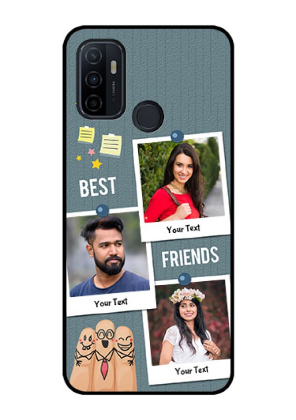 Oppo A53 Personalized Glass Phone Case  - Sticky Frames and Friendship Design