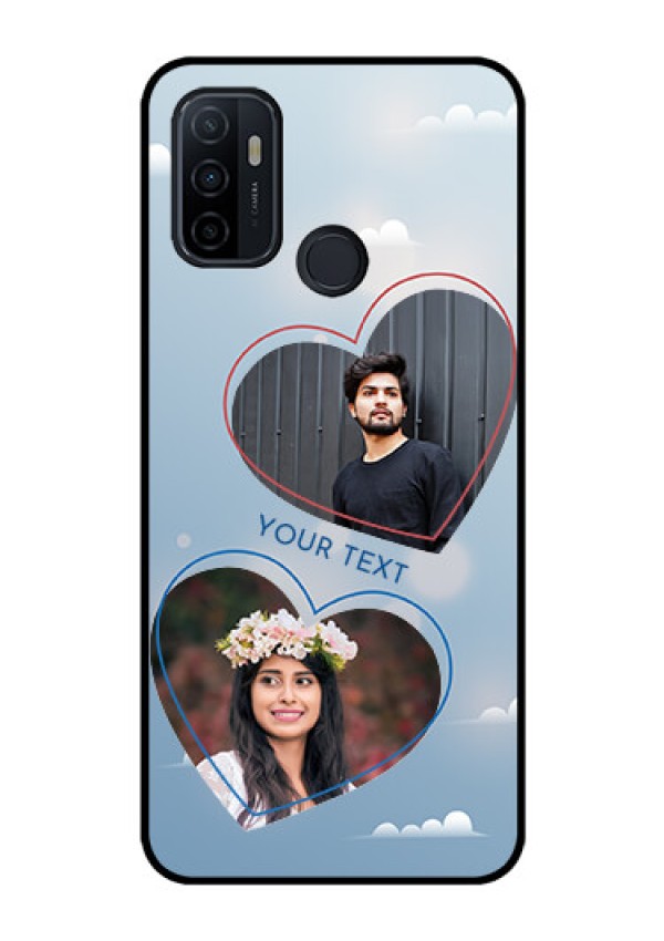 Oppo A53 Custom Glass Mobile Case  - Blue Color Couple Design 