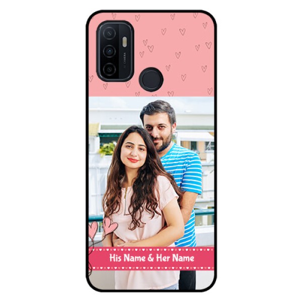 Oppo A53 Personalized Glass Phone Case - Love Design Peach Color Oppo A53 Personalized Glass Phone Case - Love Design Peach Color