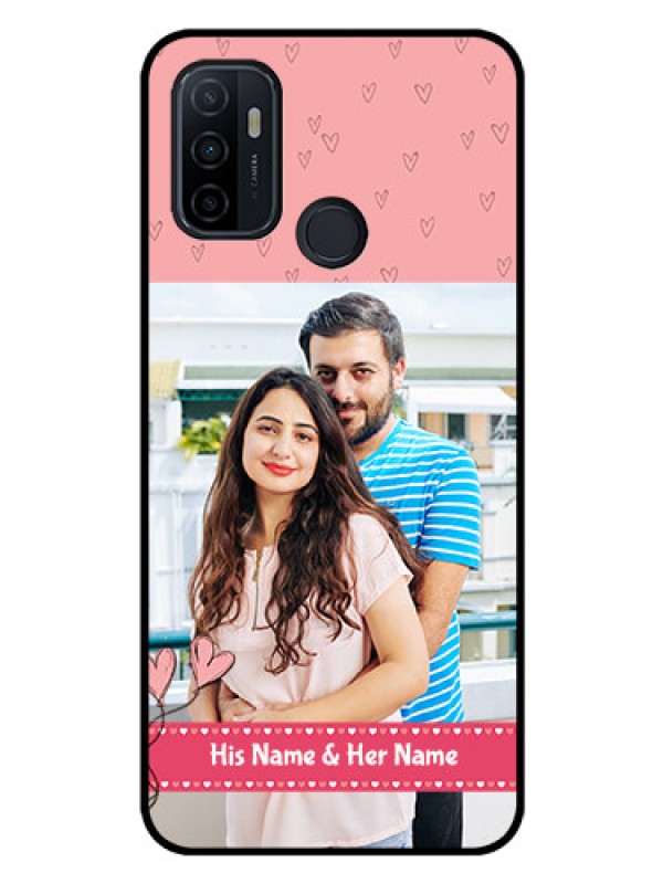 Custom Oppo A53 Personalized Glass Phone Case  - Love Design Peach Color