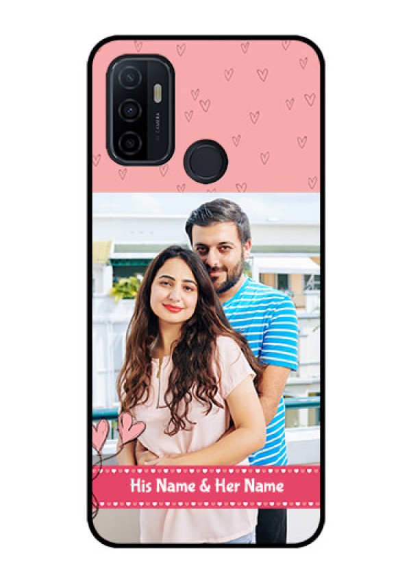 Oppo A53 Personalized Glass Phone Case  - Love Design Peach Color