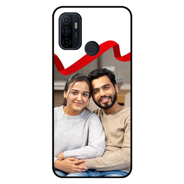 Oppo A53 Photo Printing on Glass Case - Red Ribbon Frame Design Oppo A53 Photo Printing on Glass Case - Red Ribbon Frame Design