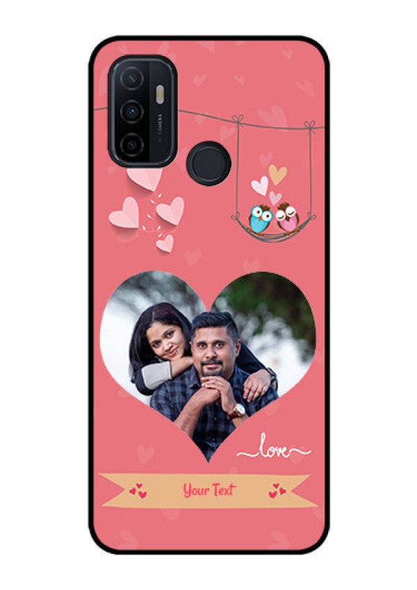 Oppo A53 Personalized Glass Phone Case  - Peach Color Love Design 