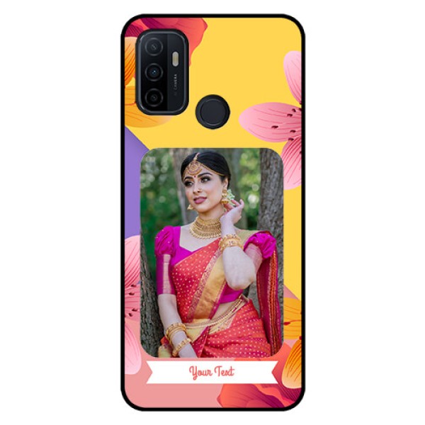 Oppo A53 Custom Glass Mobile Case - 3 Image With Vintage Floral Design Oppo A53 Custom Glass Mobile Case - 3 Image With Vintage Floral Design
