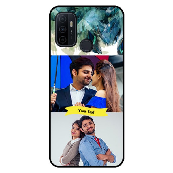 Oppo A53 Personalized Glass Phone Case  - Image with Boho Peacock Feather Design