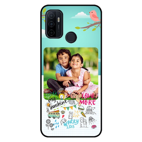 Oppo A53 Photo Printing on Glass Case  - Doodle love Design