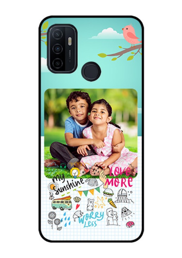 Oppo A53 Photo Printing on Glass Case  - Doodle love Design