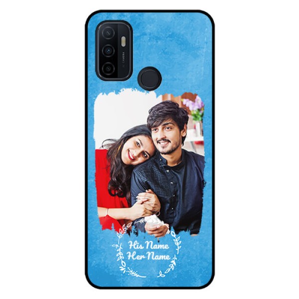 Oppo A53 Custom Glass Phone Case - Blue Color Vintage Design Oppo A53 Custom Glass Phone Case - Blue Color Vintage Design