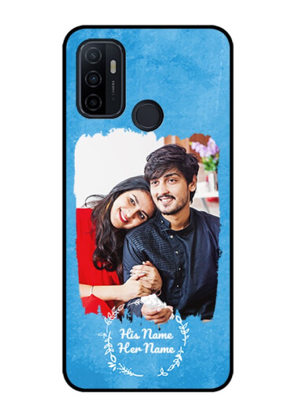 Oppo A53 Custom Glass Phone Case - Blue Color Vintage Design