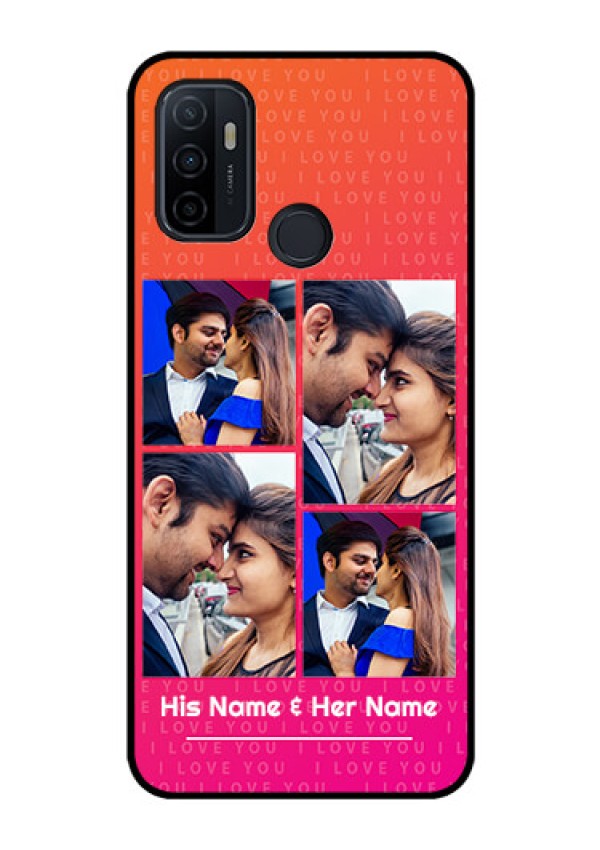 Oppo A53 Custom Glass Phone Case  - I Love You Pink Design