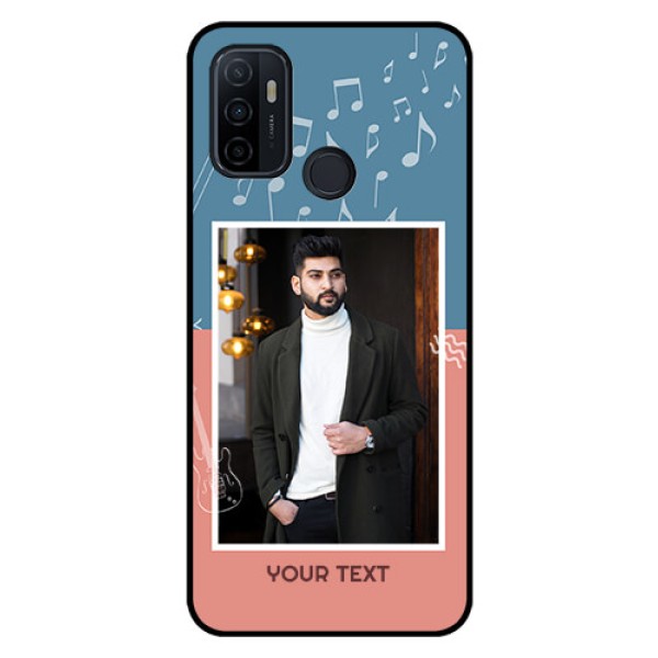 Oppo A53 Photo Printing on Glass Case  - with Color Musical Note Design