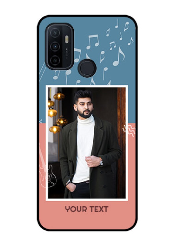 Oppo A53 Photo Printing on Glass Case  - with Color Musical Note Design