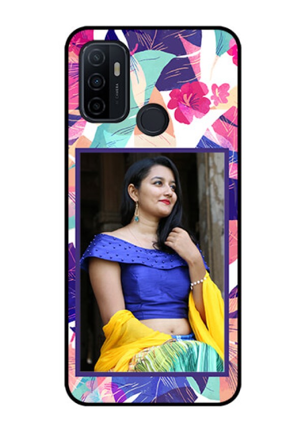 Oppo A53 Custom Glass Mobile Case  - Abstract Floral Design