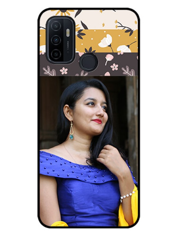 Custom Oppo A53 Custom Glass Phone Case  - Stylish Floral Design