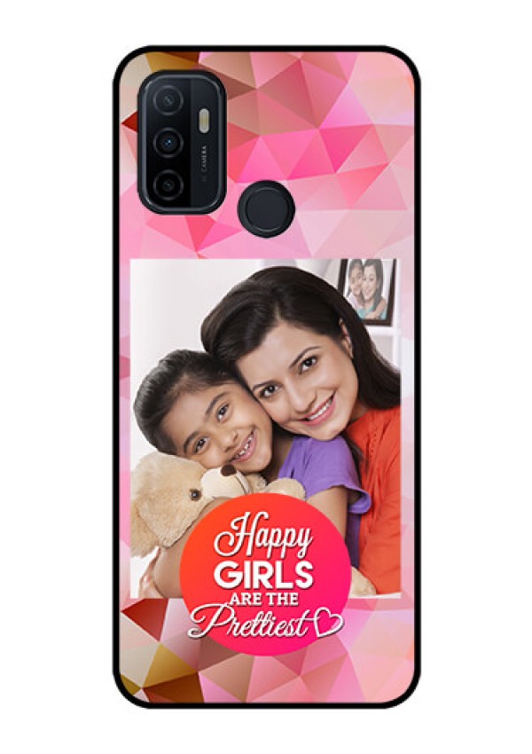 Oppo A53 Photo Printing on Glass Case  - Abstract Triangle Design
