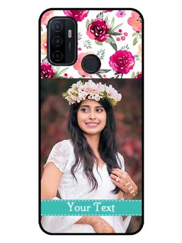 Custom Oppo A53 Custom Glass Phone Case  - Watercolor Floral Design
