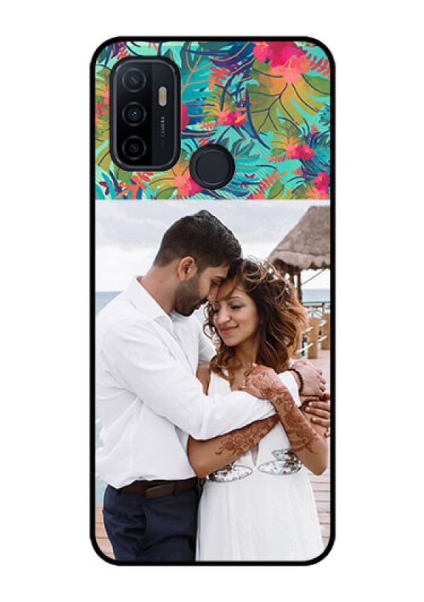 Oppo A53 Photo Printing on Glass Case  - Watercolor Floral Design