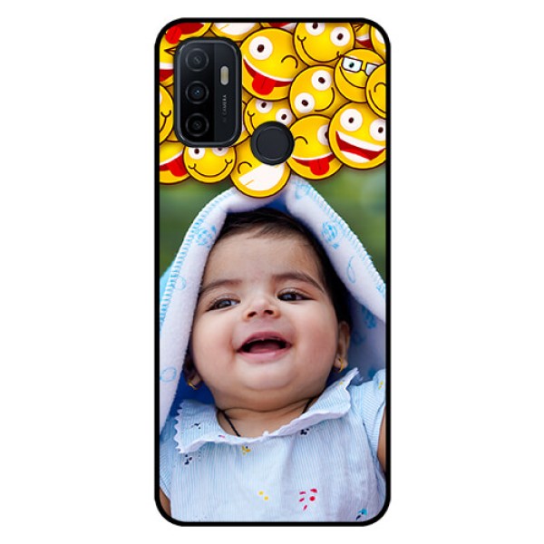 Oppo A53 Custom Glass Mobile Case  - with Smiley Emoji Design