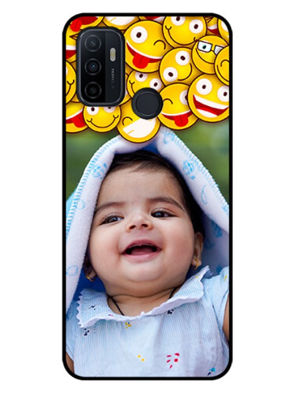 Custom Oppo A53 Custom Glass Mobile Case  - with Smiley Emoji Design