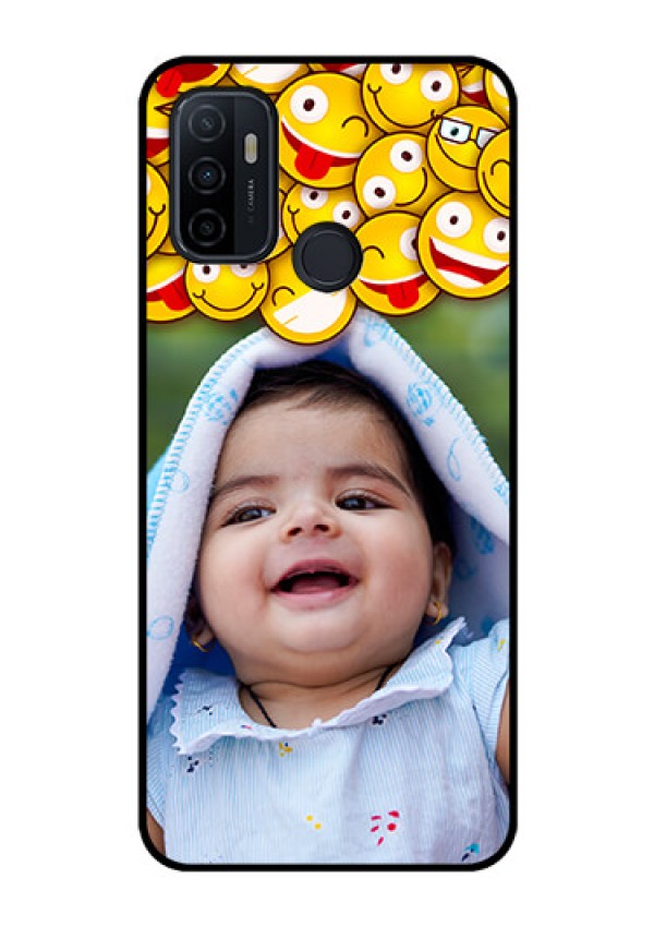 Oppo A53 Custom Glass Mobile Case  - with Smiley Emoji Design