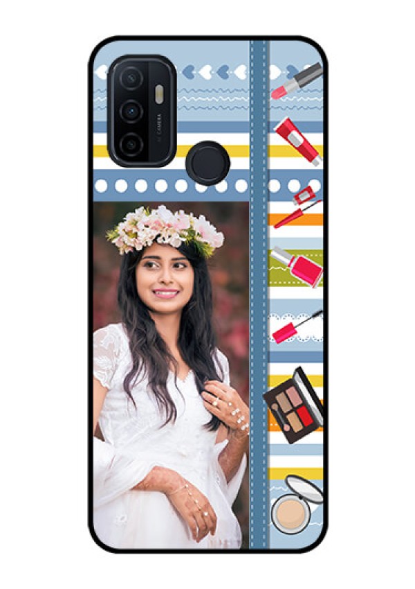 Oppo A53 Personalized Glass Phone Case  - Makeup Icons Design