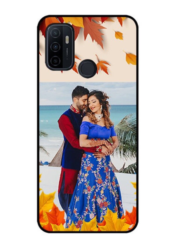 Oppo A53 Photo Printing on Glass Case  - Autumn Maple Leaves Design