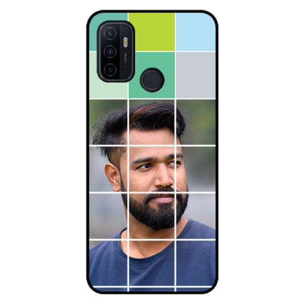 Oppo A53 Photo Printing on Glass Case - with white box pattern Oppo A53 Photo Printing on Glass Case - with white box pattern
