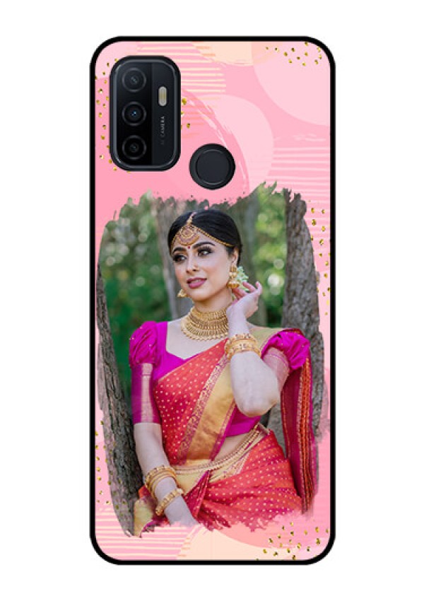 Oppo A53 Personalized Glass Phone Case  - Gold Glitter Splash Design