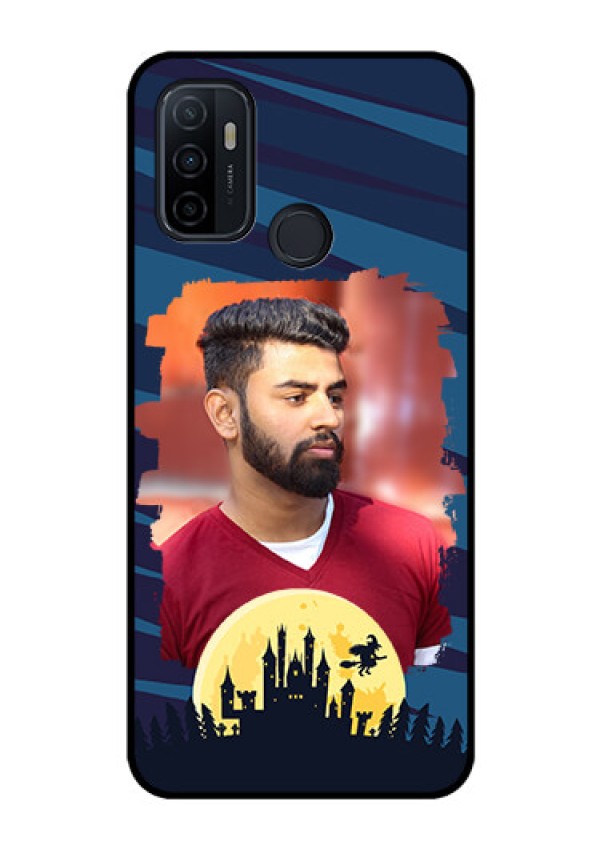 Oppo A53 Photo Printing on Glass Case  - Halloween Witch Design 