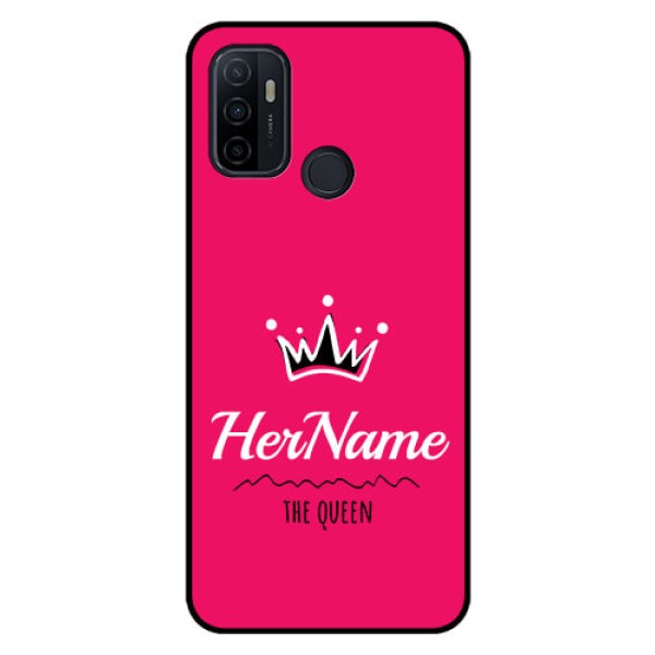 Oppo A53 Glass Phone Case Queen with Name