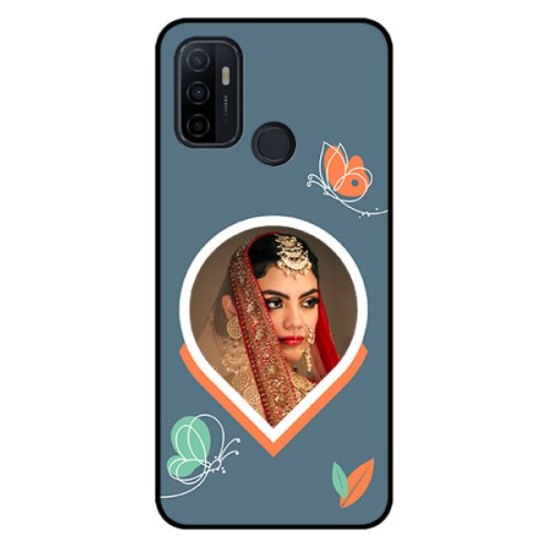 Oppo A53 Custom Glass Mobile Case - Droplet Butterflies Design